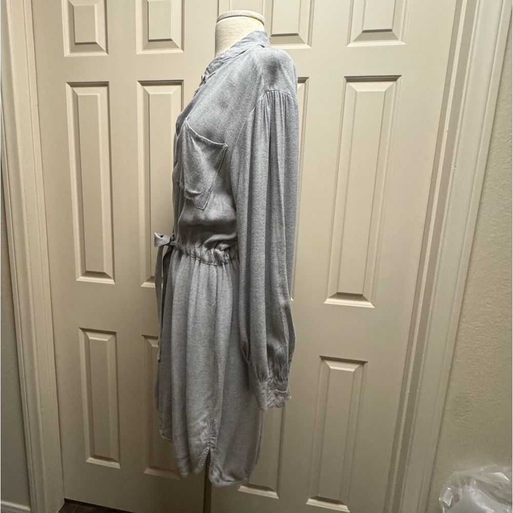 A New Day Gray Soft Flannel Shirt Dress w/Adjustable Waist & Covered Buttons XL - Picture 3 of 11